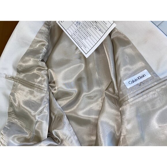 Calvin Klein Mens Beige Two-Button Suit Jacket Size L - Made In India - Picture 2 of 10